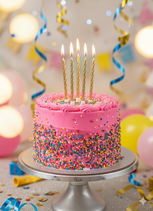 PARTY PENCIL CANDLE GOLD  6PC