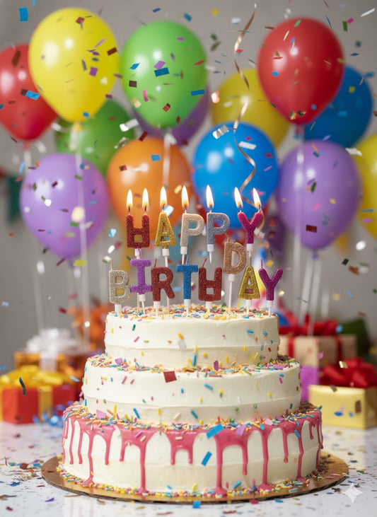 HAPPY BIRTHDAYMETALIC CANDLE  Multicolor