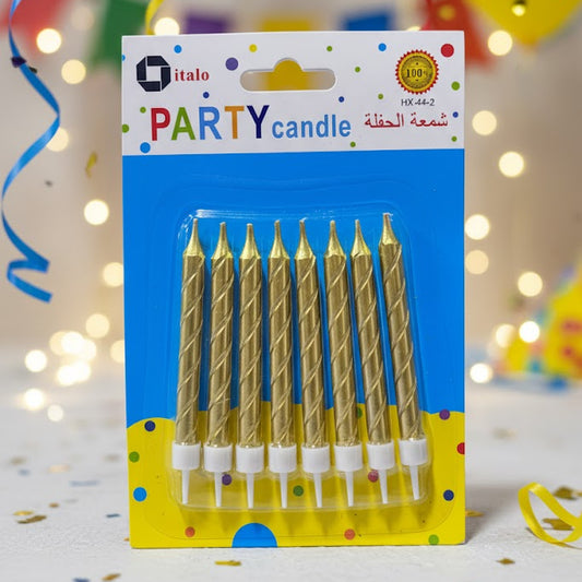 PARTY CANDLE GOLD - 8PCS