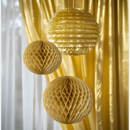 Paper Honeycomb Decoration 23cm – 1.Piece (Gold)