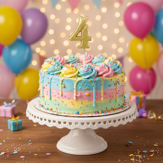 Party Metallic Number Candle – "4"Gold