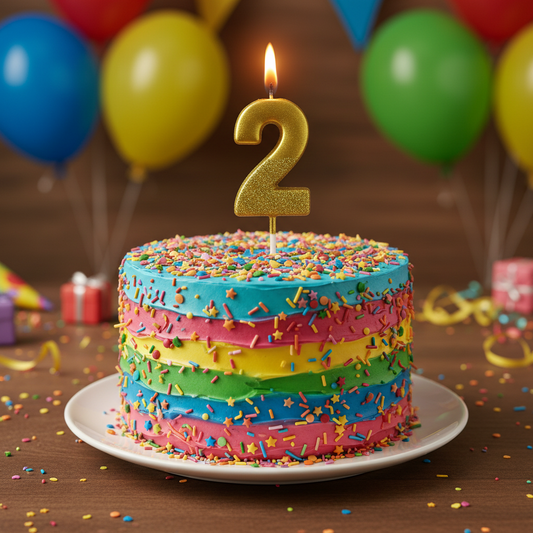 Party Metallic Number Candle – "2"Gold