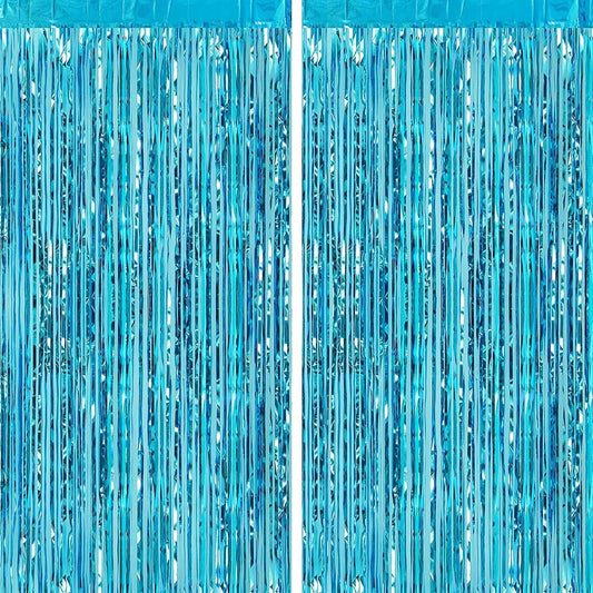 Shimmering Foil Fringe Curtain Backdrop 1.pc - Light Blue ( 1 Meter (Width) x 1.8 Meters / 180 cm (Height)
