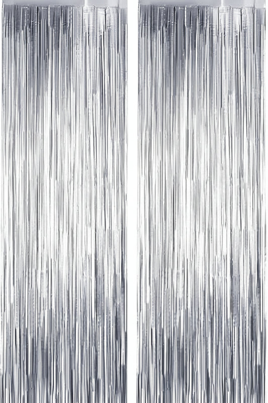 Shimmering Foil Fringe Curtain Backdrop - 1.pc  Silver ( 1 Meter (Width) x 1.8 Meters / 180 cm (Height)