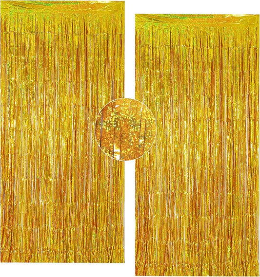 Shimmering Foil Fringe Curtain Backdrop -1.pc  Gold -( 1 Meter (Width) x 1.8 Meters / 180 cm (Height)