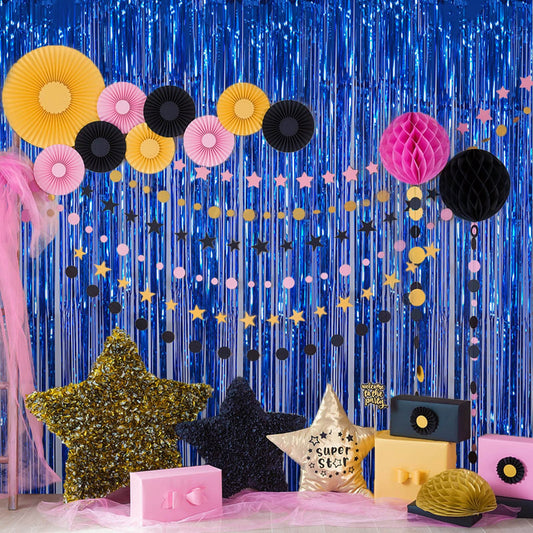 Shimmering Foil Fringe Curtain Backdrop 1. pc - Blue Colur -  ( 1 Meter (Width) x 1.8 Meters / 180 cm (Height)