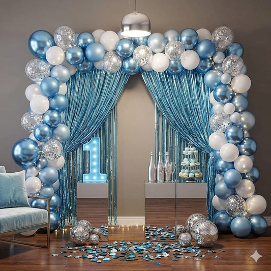 Shimmering Foil Fringe Curtain Backdrop 1.pc - Light Blue ( 1 Meter (Width) x 1.8 Meters / 180 cm (Height)