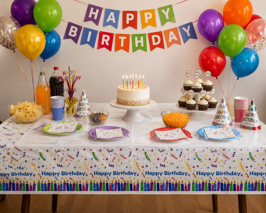 Table Cover Happy Birthday  (180 x 120 cm)