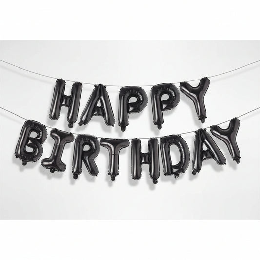 Happy Birthday Foil Banner 16"inch Balck