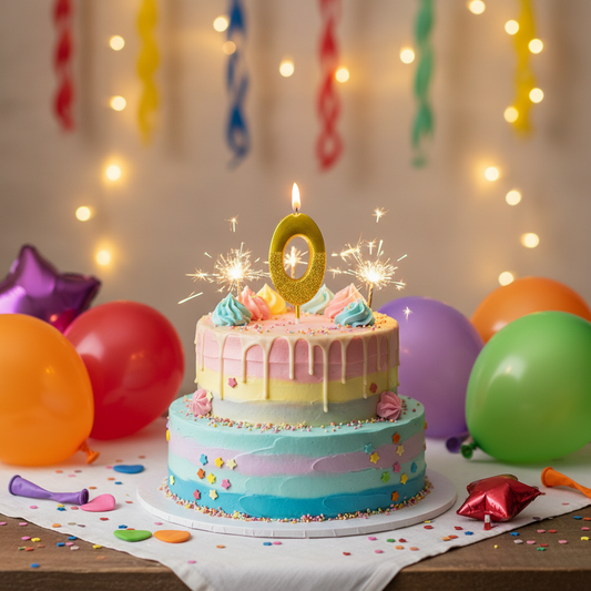 Party Metallic Number Candle – "0"Gold
