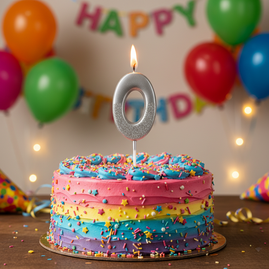 Party Metallic Number Candle "0" – Silver