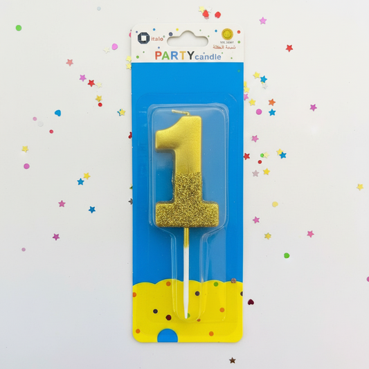 Party Metallic Number Candle – "1" Gold