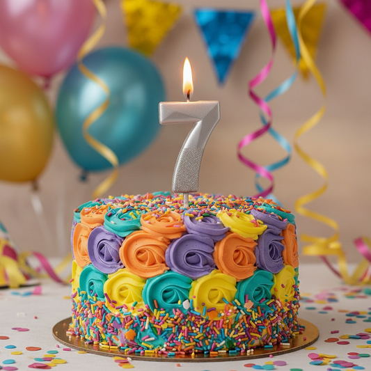 Party Metallic Number Candle – "7"Silver