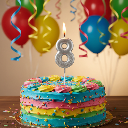 Party Metallic Number Candle – "8" Silver
