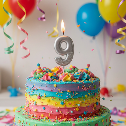 Party Metallic Number Candle – "9" Silver