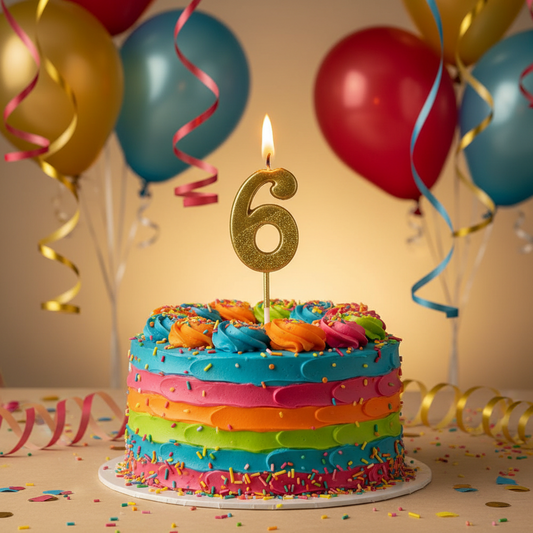 Party Metallic Number Candle – "6"Gold