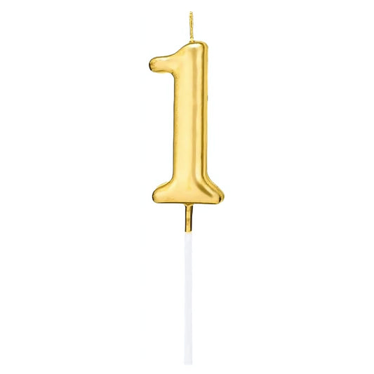 PARTY TIME - 1 Piece Gold Number Candles Cake Numeral Candles (Number 1)