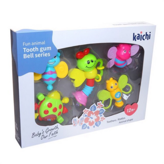 Fun Animal Tooth Gum Teether (rattles)5 Pc Set 12m+