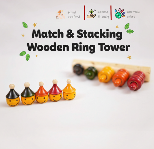 Wooden Stacking Rings Toy- (Peppy Five)
