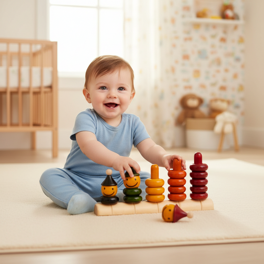 Wooden Stacking Rings Toy- (Peppy Five)