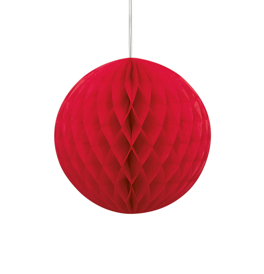 Paper Honeycomb Decoration 23cm – Single Piece (Red)