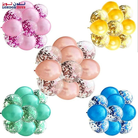 Party - Confetti Latex Balloons Without Helium 10Pcs -(ROSE-GOLD ,)