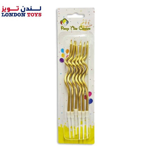 6pcs Metallic Curly Spiral Birthday Candles, Gold