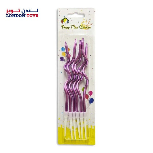 6pcs Metallic Curly Spiral Birthday Candles, Pink
