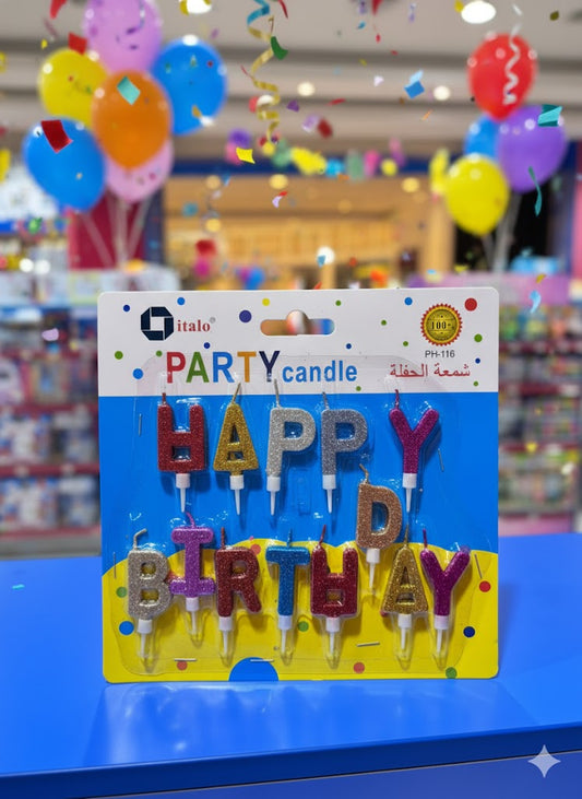 HAPPY BIRTHDAYMETALIC CANDLE  Multicolor