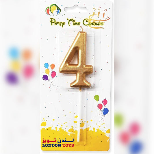 PARTY - Number Candle (Number 4) Gold