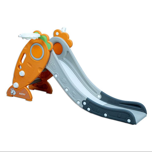 Little Toddler Small Size Slide with Basketball Hoop, Orange - Grey