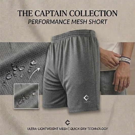 Captain Football Shorts M Size | Sports Training Shorts | Gray