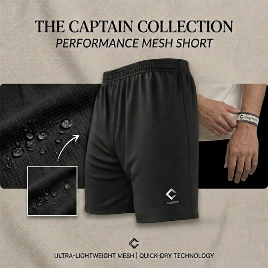 Captain Football Shorts M Size | Sports Training Shorts | Black