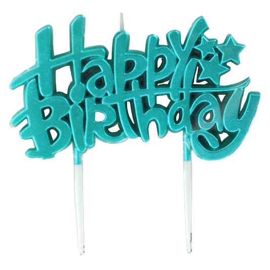 Party Time - 1 Set BLUE Connected Happy Birthday Candle with Star Design (10x10cm)