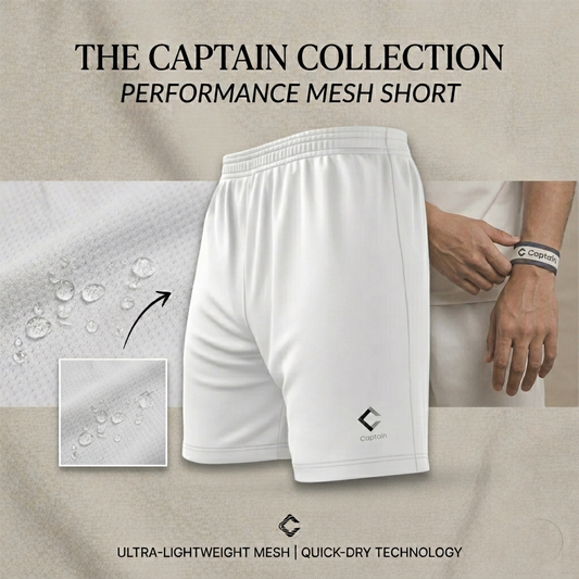 Captain Football Shorts L Size | Sports Training Shorts | White