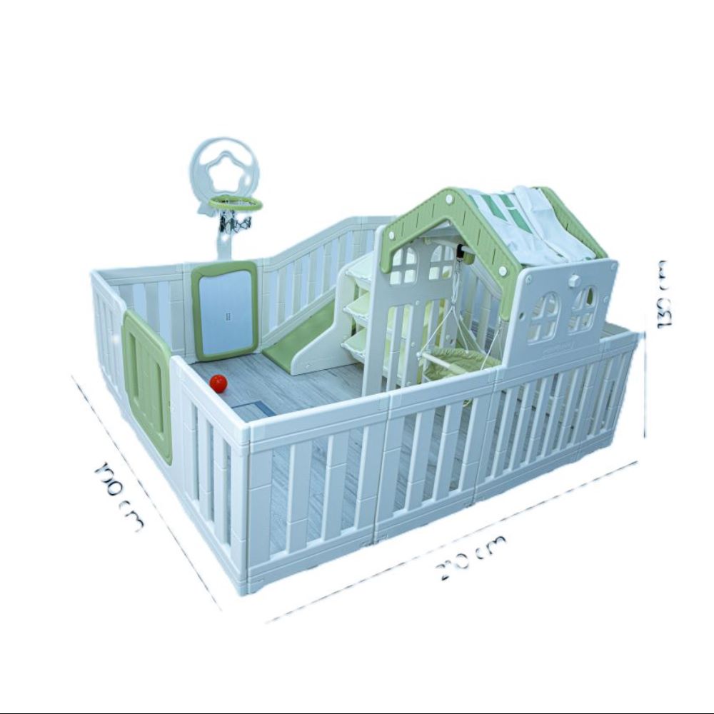 Children's playpen with slide and climbing structure on a white background-kids outdoor playhouse Qatar
